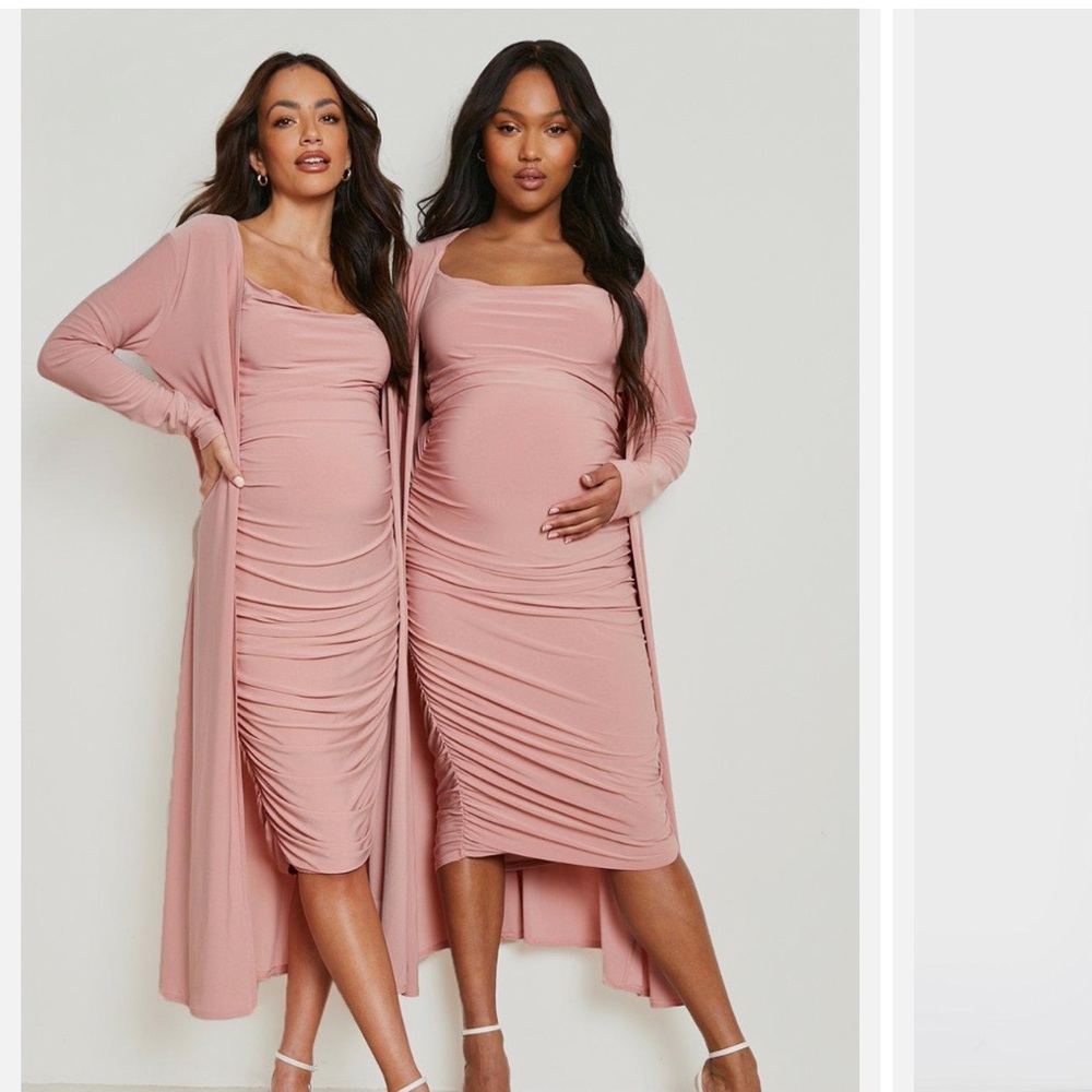 Maternity dress: pink. With duster